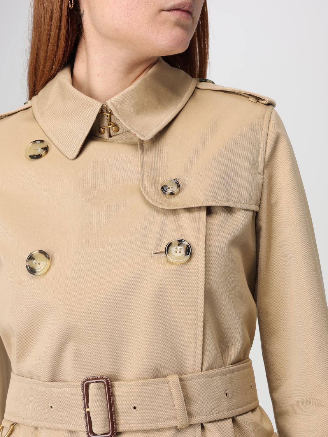 ジャケット BURBERRY Woman Jacket Honey 8079411 BURBERRY: double-breasted cotton trench coat - Honey