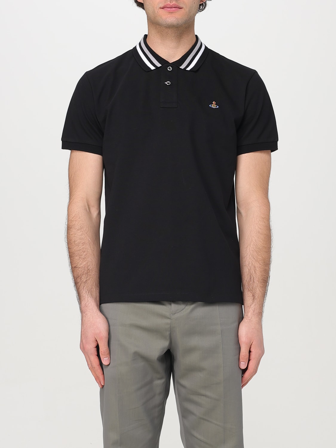 VIVIENNE WESTWOOD POLO: Polo in cotone con logo Vivienne Westwood, Nero - Img 1