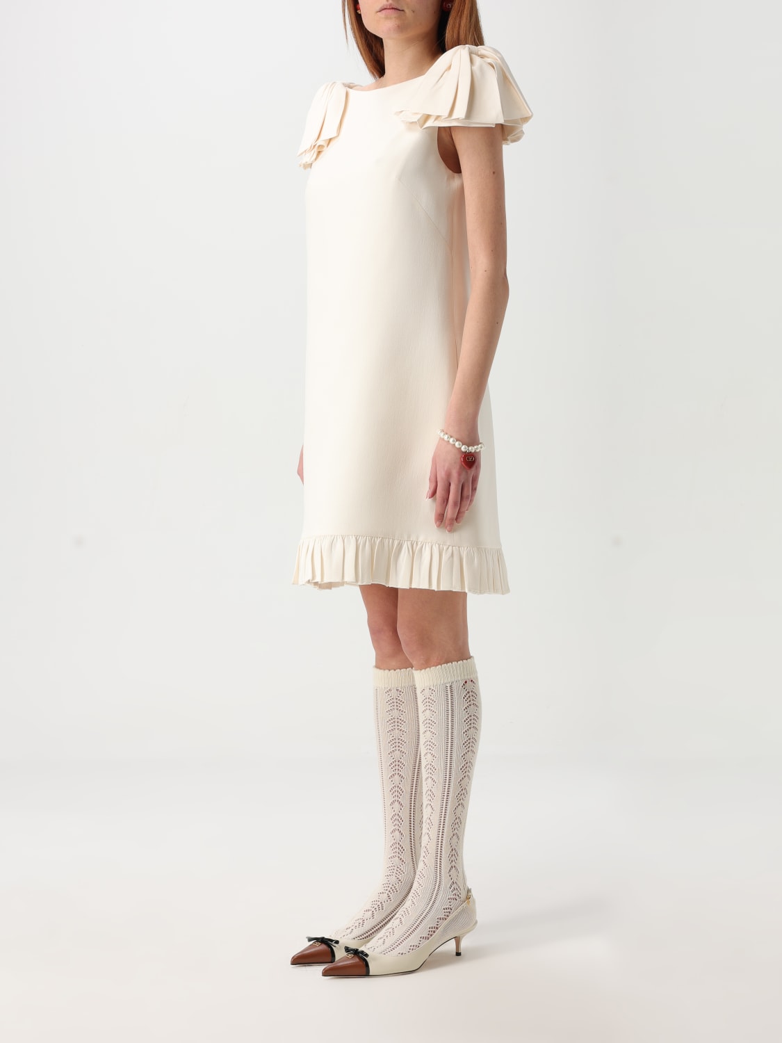 ワンピース VALENTINO IVORY WOOL BLEND DRESS VALENTINO: Dress woman - Ivory | Valentino dress 6B3VAEQ01CF