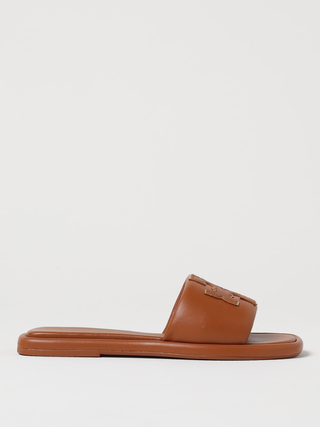 TORY BURCH SANDALI CON TACCO: Mules Double T Sport Tory Burch in pelle , Marrone - Img 1
