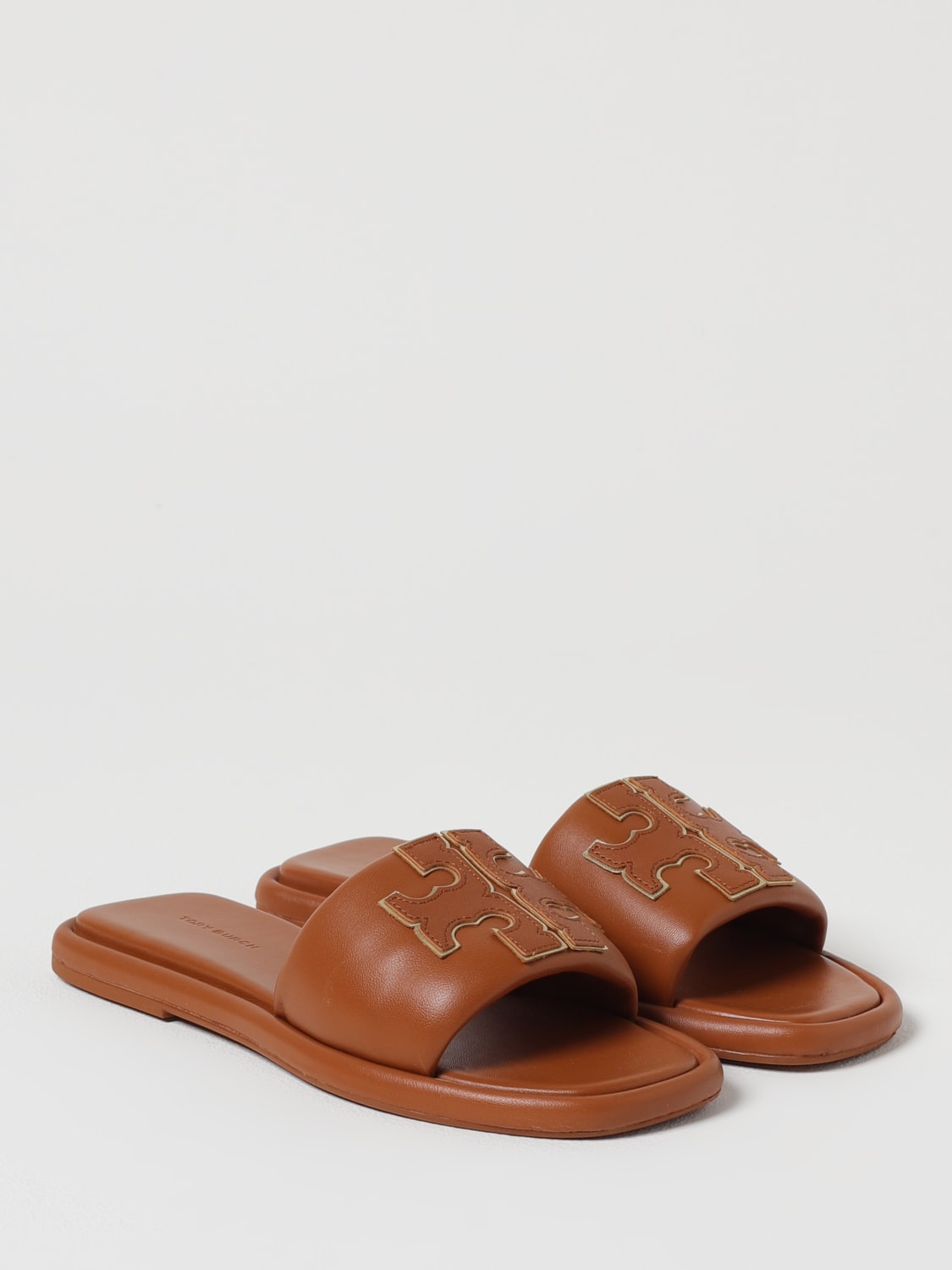 TORY BURCH SANDALI CON TACCO: Mules Double T Sport Tory Burch in pelle , Marrone - Img 2