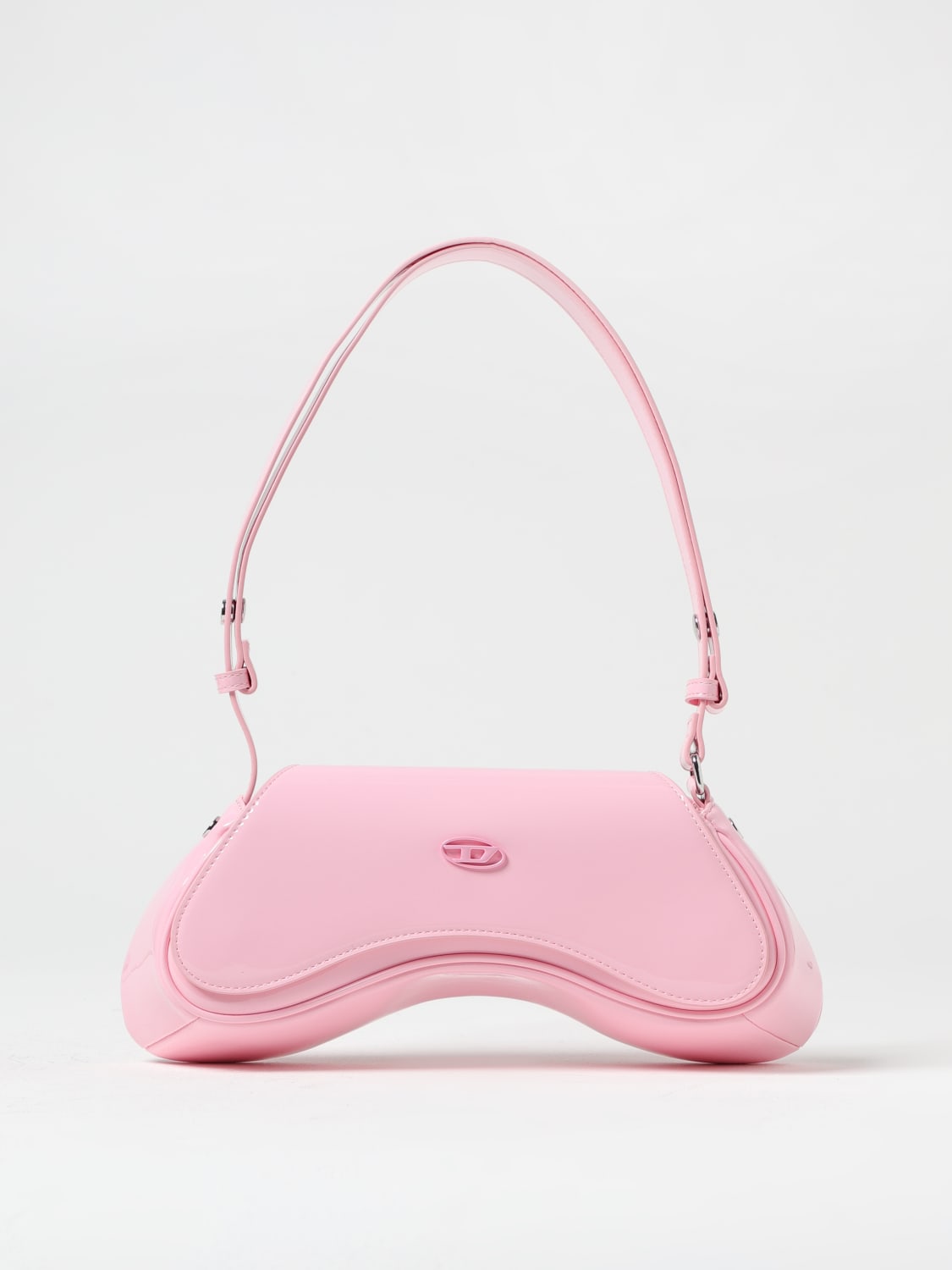 ★DIESEL★ Play Crossbody Tote Bag Pink X10221P6255T4192 X10 Women's Play-Crossbody bag in glossy PU | Pink | Diesel