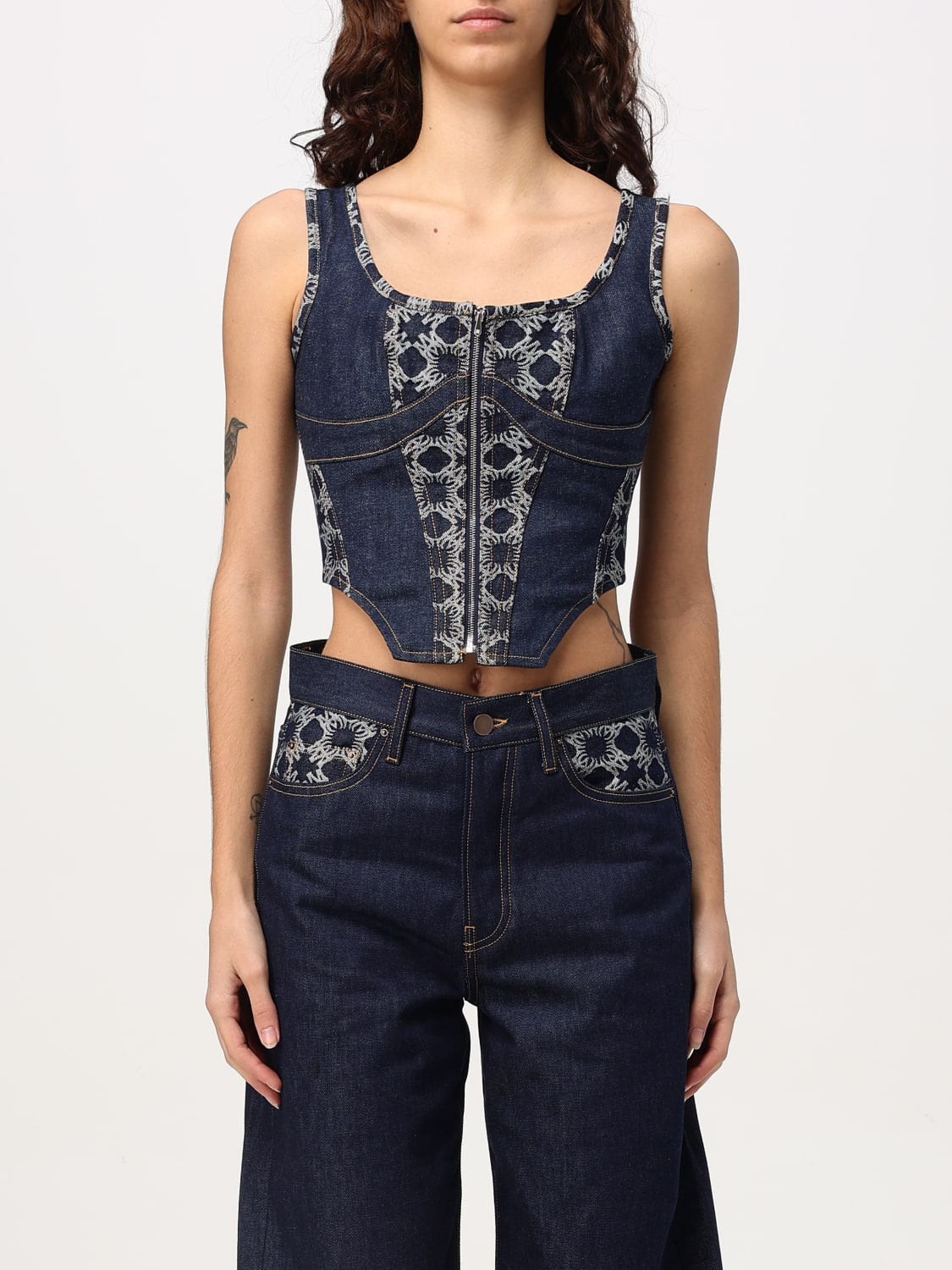AMIRI TOP: Top a bustier Amiri in denim , Blue - Img 1