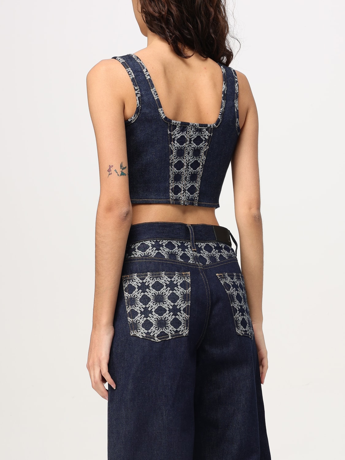 AMIRI TOP: Top a bustier Amiri in denim , Blue - Img 3