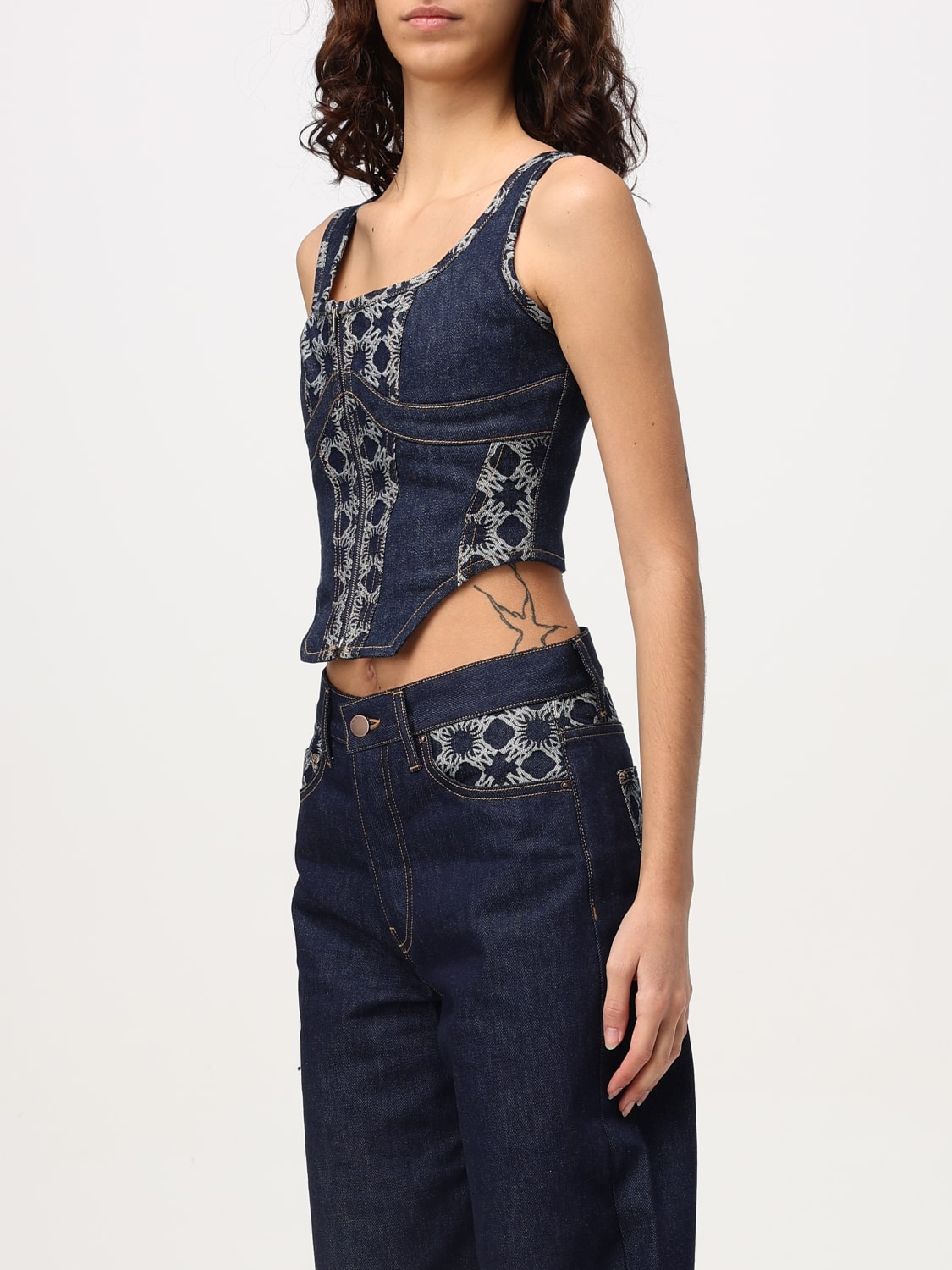 AMIRI TOP: Top a bustier Amiri in denim , Blue - Img 4