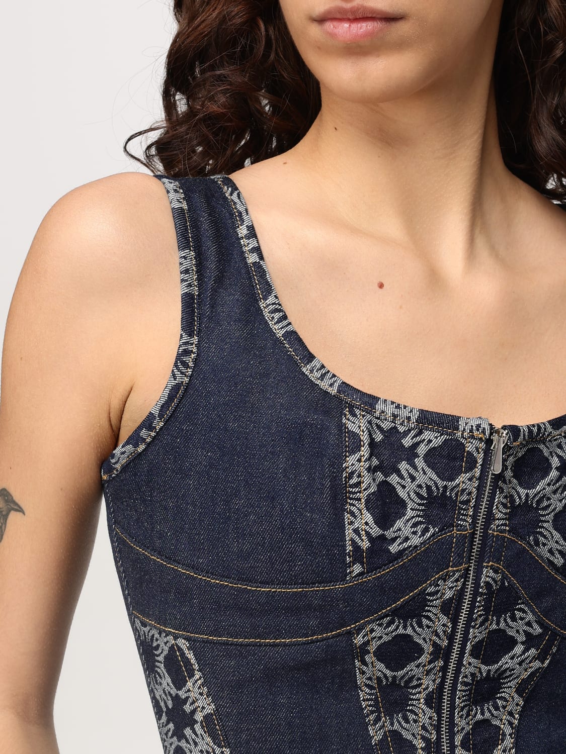 AMIRI TOP: Top a bustier Amiri in denim , Blue - Img 5