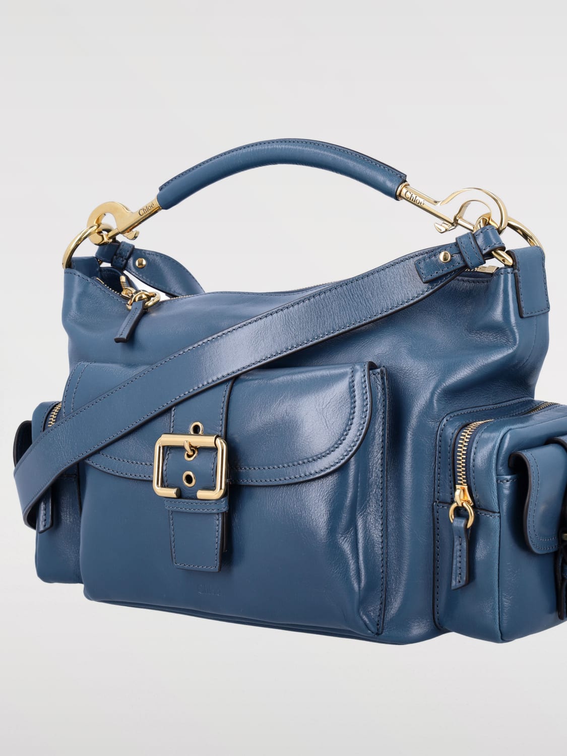CHLOÉ BORSA A MANO: Borsa Camera Chloè in pelle , Blue - Img 3