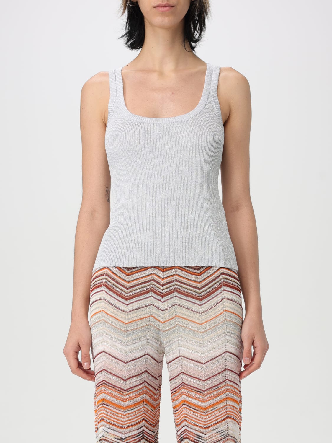 Tシャツ・カットソー MISSONI Women Tops DS25SN0HBK045A S01GC Silver MISSONI: Top woman - Silver | Missoni top DS25SK0BBK045A