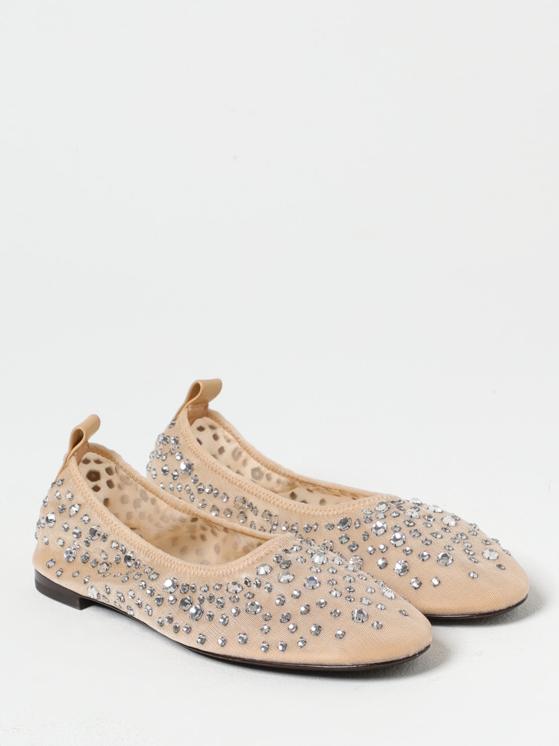 TORY BURCH BALLERINE: Ballerina Tory Burch in nylon a rete con strass all over , Beige - Img 2