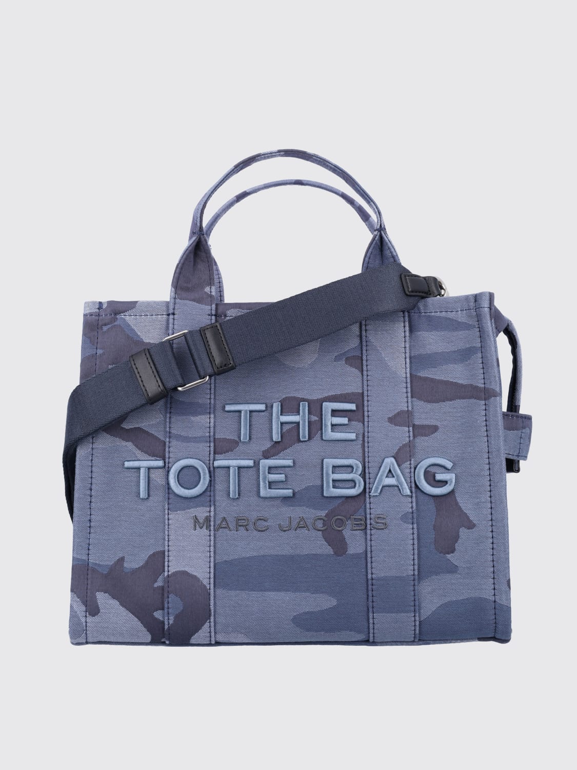 MARC JACOBS BORSA A MANO: Borsa The Tote Bag Marc Jacobs in canvas camouflage , Blue - Img 1