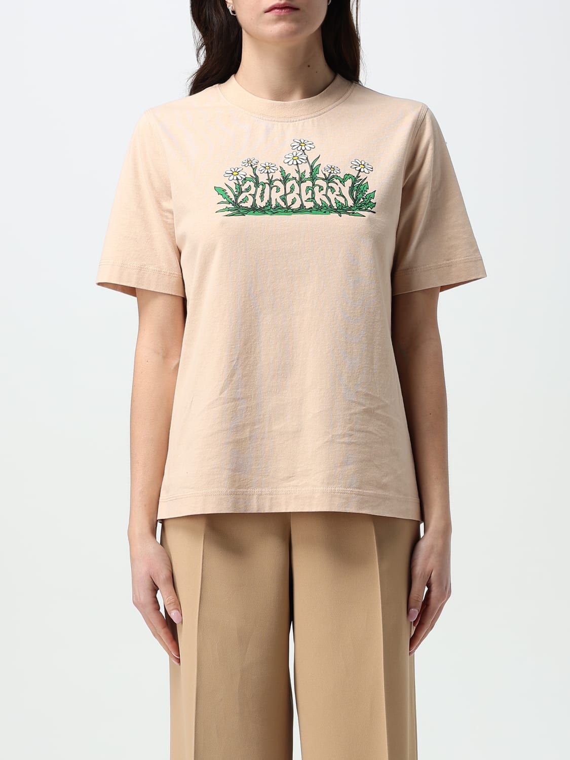 Tシャツ・カットソー BURBERRY Printed T-shirt Pink 8102402 Burberry T-Shirts Women's Light Pink - POIZON