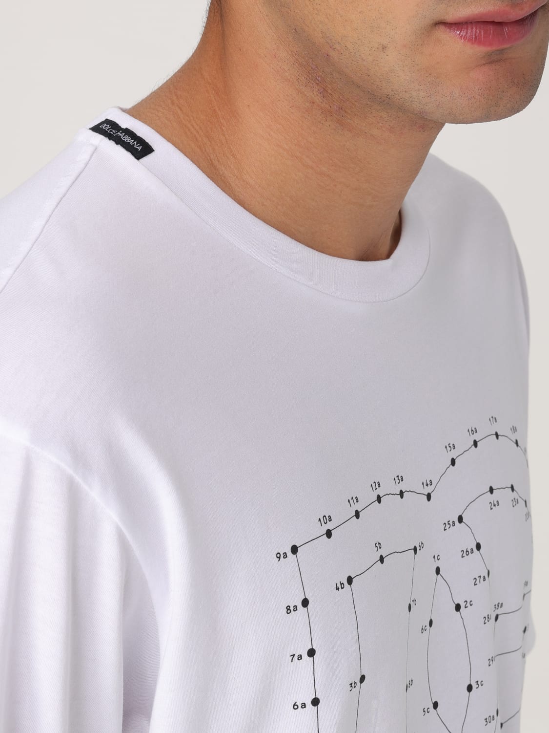 Tシャツ・カットソー DOLCE  GABBANA Men T Shirts G8PN9TG7O4OW0800 White Cotton T-shirt with embroidery in White for Men | Dolce&Gabbana®