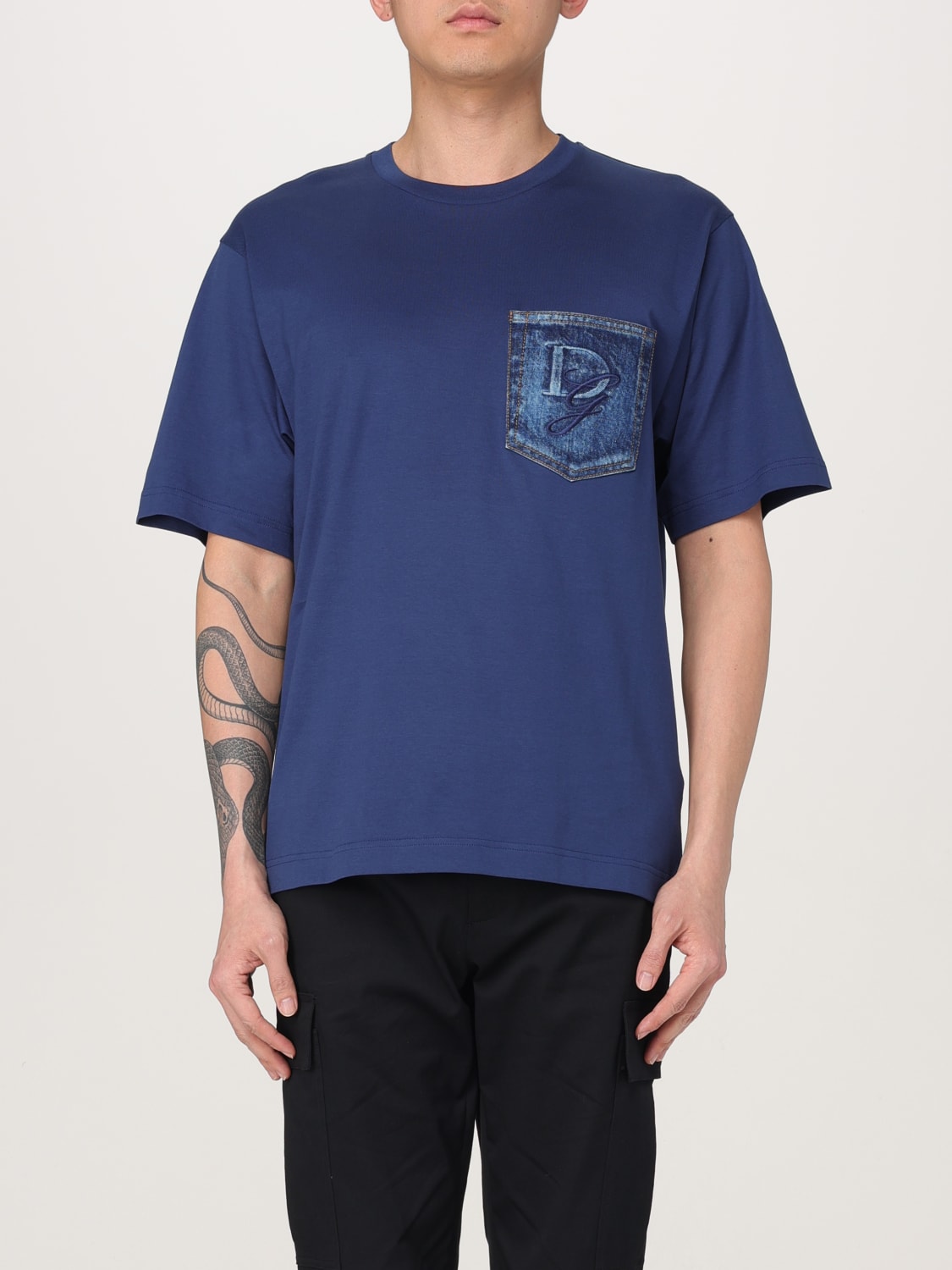 Tシャツ・カットソー DOLCE & GABBANA Men T-shirt Petroleum Blue G8PN9ZG7O4J B1823 DOLCE & GABBANA: T-shirt men - Petroleum Blue | Dolce