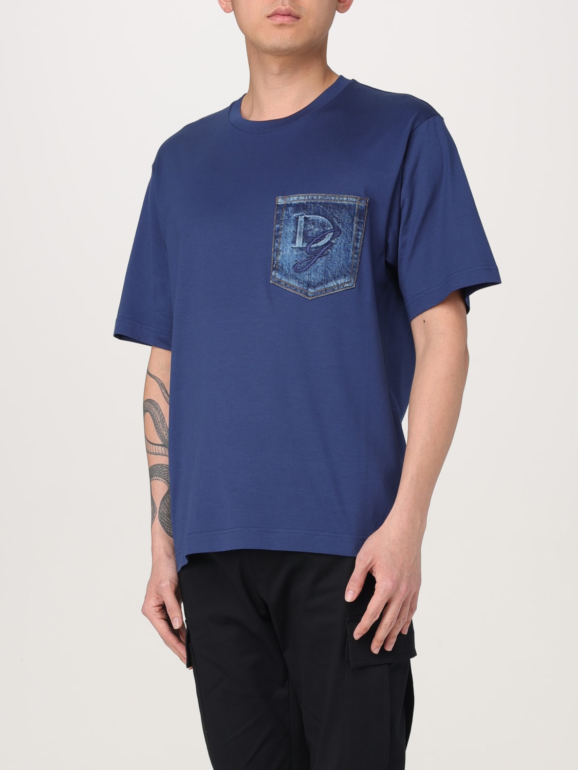 Tシャツ・カットソー DOLCE & GABBANA Men T-shirt Petroleum Blue G8PN9ZG7O4J B1823 DOLCE & GABBANA: T-shirt men - Petroleum Blue | Dolce