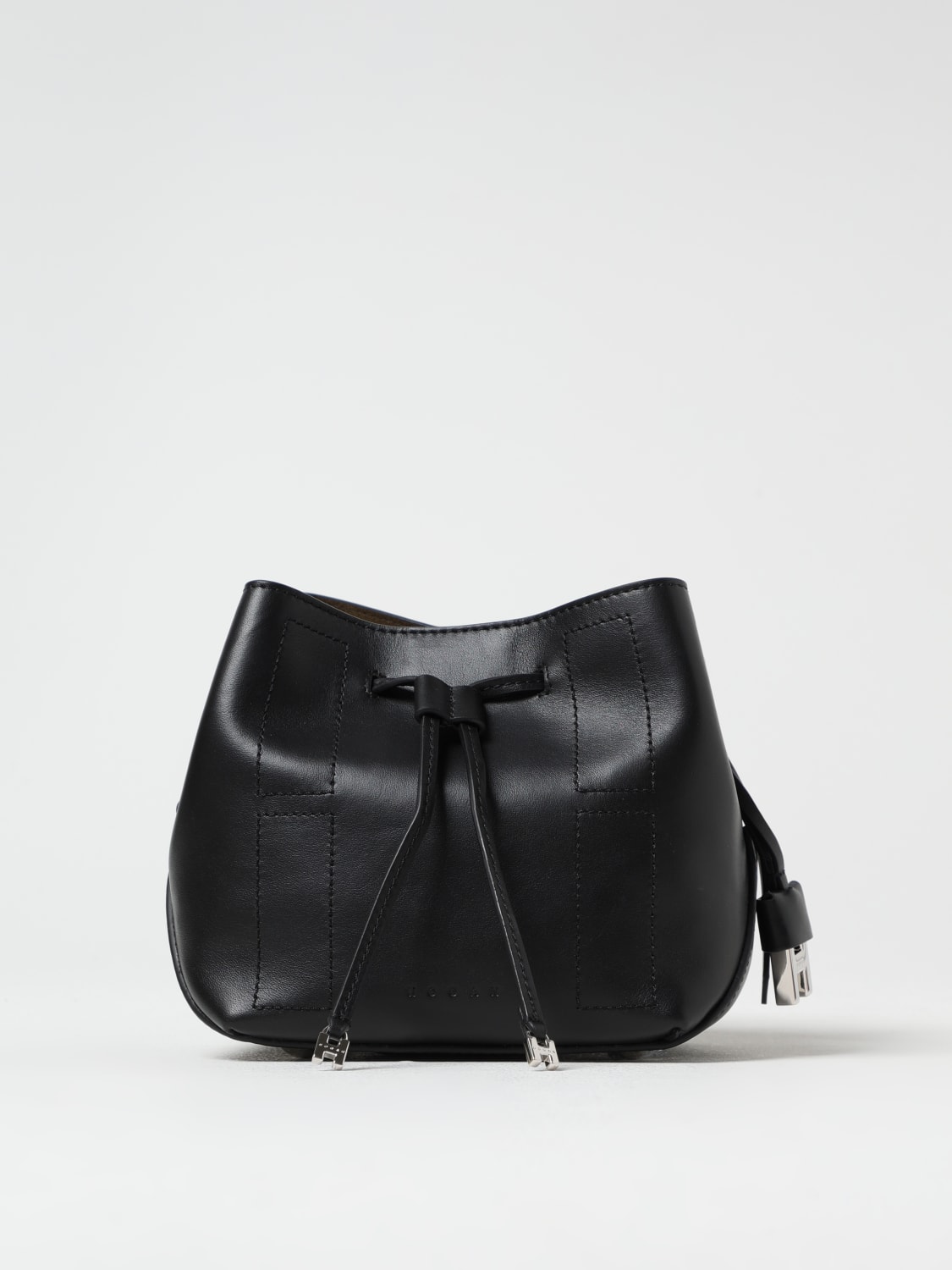 HOGAN BORSA MINI: Borsa a secchiello Hocket Hogan in pelle , Nero - Img 1