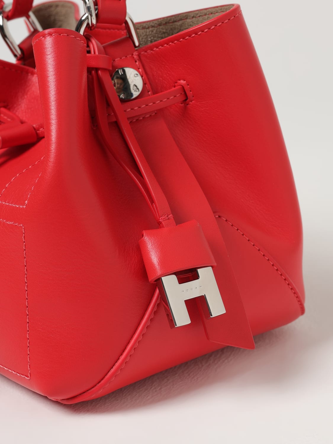 HOGAN BORSA MINI: Borsa a secchiello Hocket Hogan in pelle , Rosso - Img 3