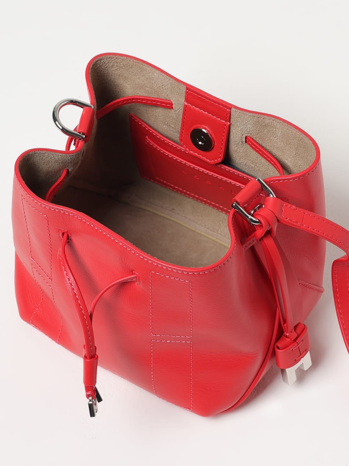 HOGAN BORSA MINI: Borsa a secchiello Hocket Hogan in pelle , Rosso - Img 4