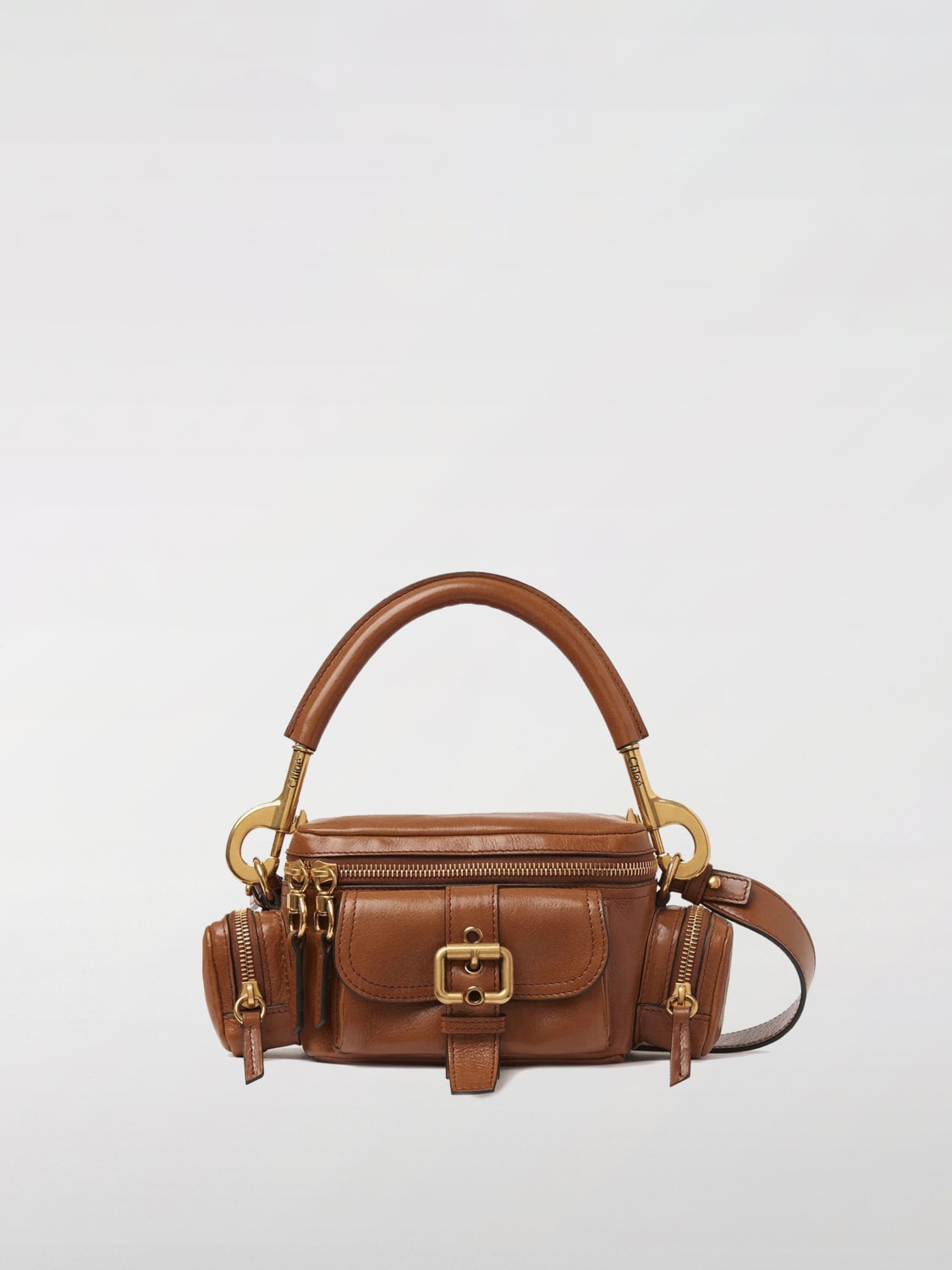 CHLOÉ BORSA A MANO: Borsa a mano Chloè in pelle lucida, Terra - Img 1