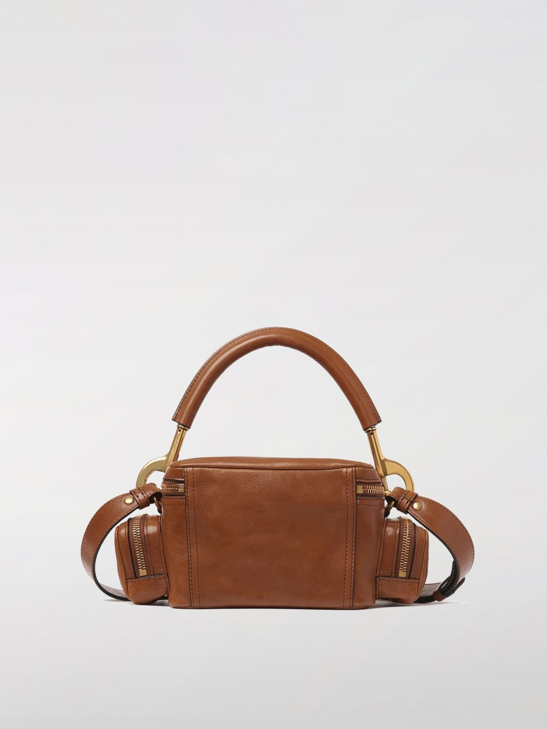 CHLOÉ BORSA A MANO: Borsa a mano Chloè in pelle lucida, Terra - Img 3