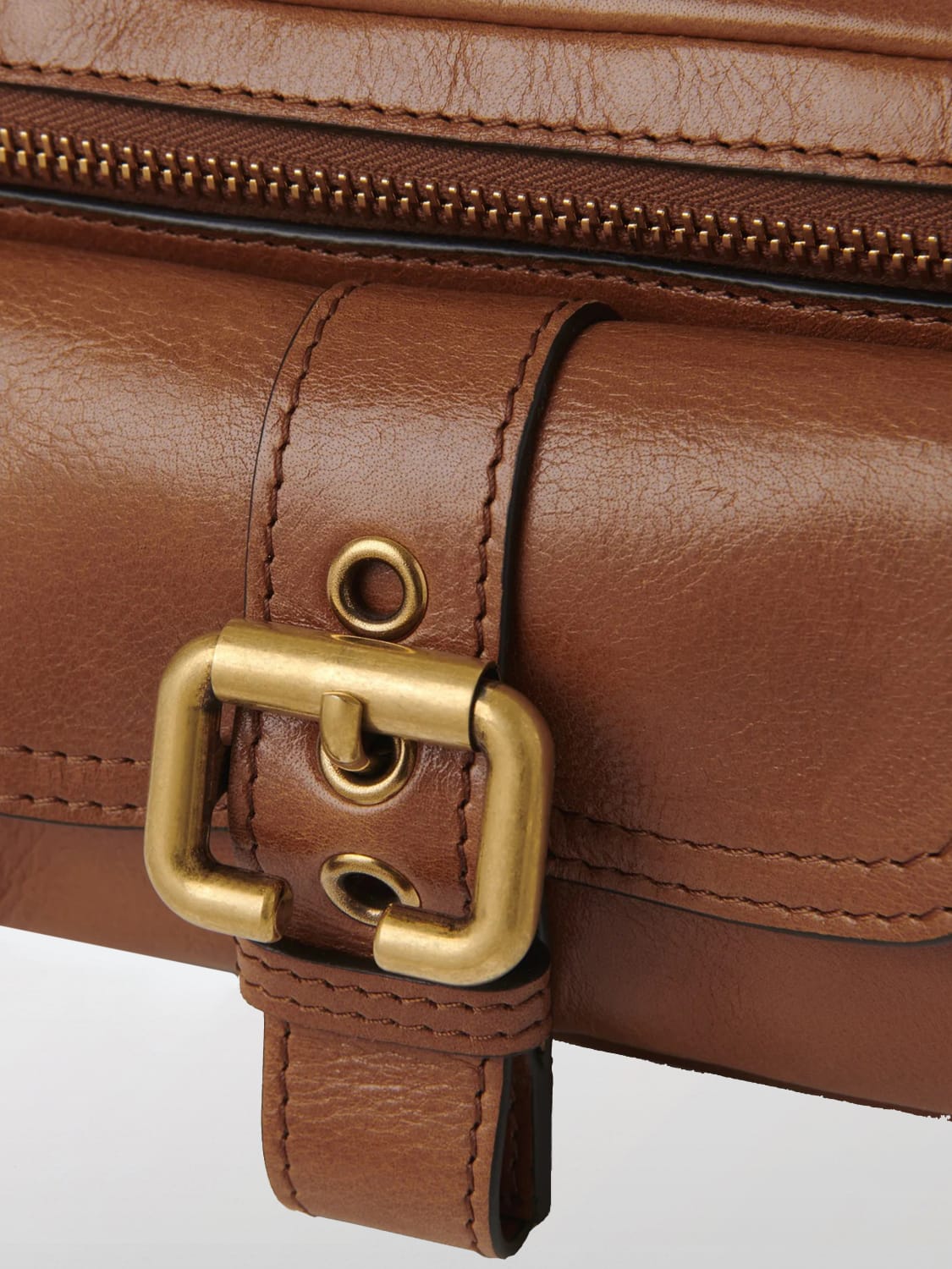 CHLOÉ BORSA A MANO: Borsa a mano Chloè in pelle lucida, Terra - Img 4