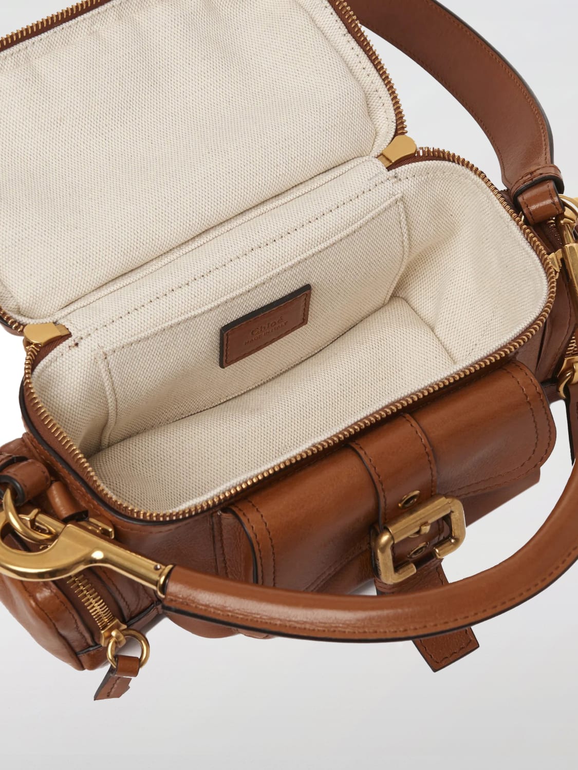 CHLOÉ BORSA A MANO: Borsa a mano Chloè in pelle lucida, Terra - Img 5