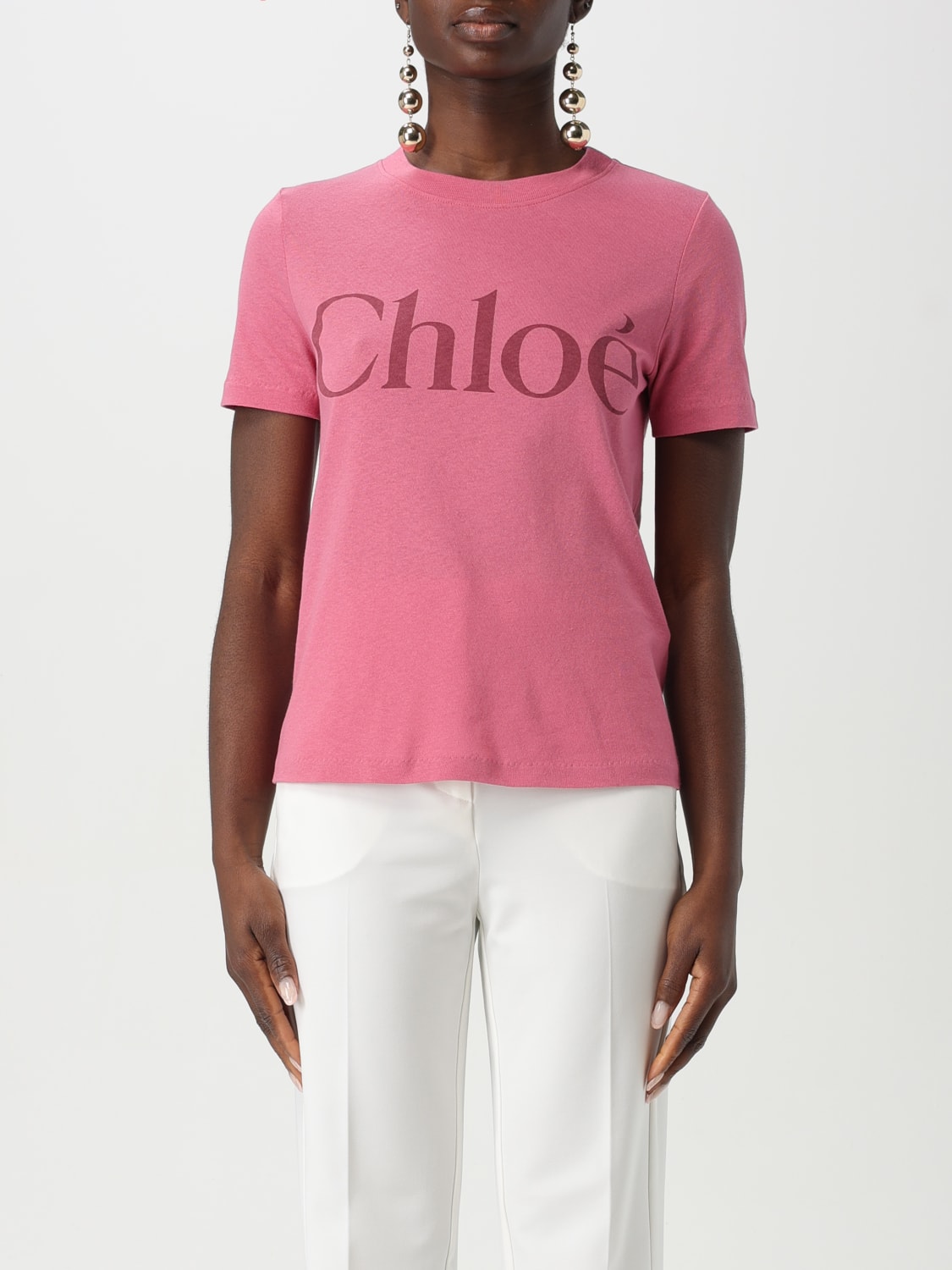 Tシャツ・カットソー CHLOE Women Tops CH25SJH08192 6N8 Pink CHLOÉ: T-shirt woman - Pink | Chloé t-shirt CH25SJH08192