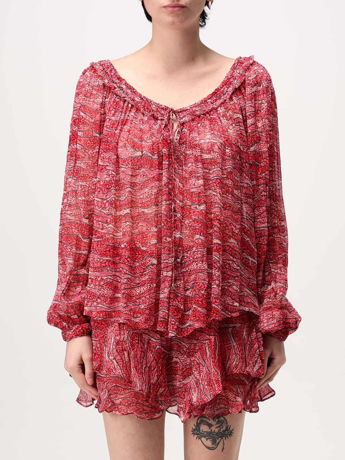 ISABEL MARANT ETOILE TOP E BLUSE: Blusa Isabel Marant Etoile in viscosa , Rosso - Img 1