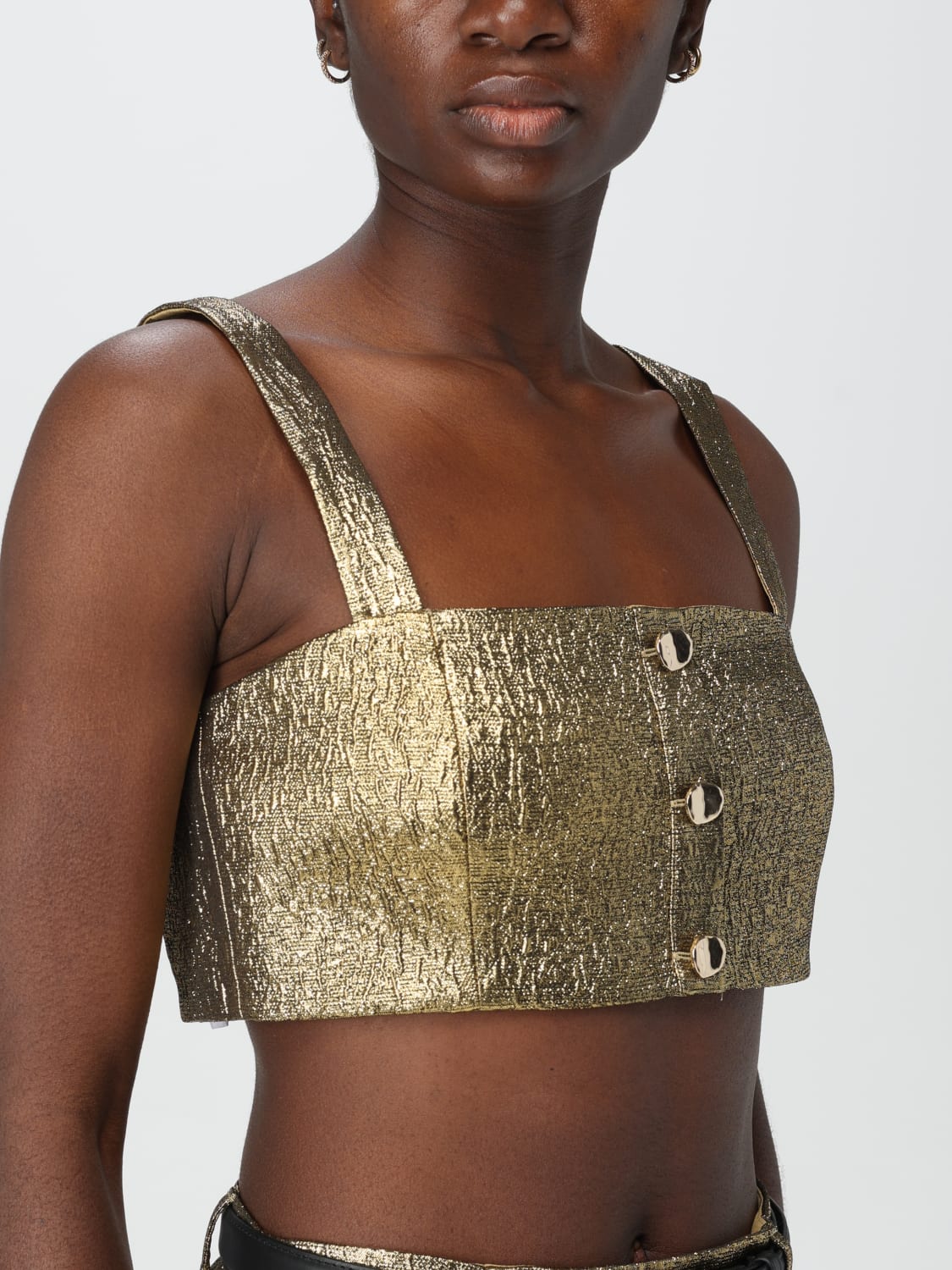 Tシャツ・カットソー SELF PORTRAIT TOP (RS25902TGD) SELF-PORTRAIT: Top in poliestere - Oro | Top Self-Portrait