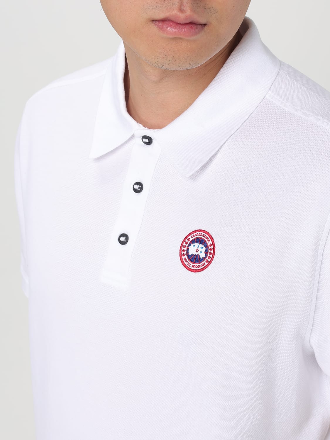 CANADA GOOSE POLO: Polo in cotone con logo Canada Goose, Bianco - Img 3