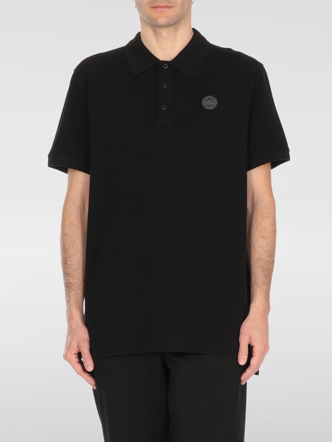 CANADA GOOSE POLO: Polo in cotone con logo Canada Goose, Nero - Img 1