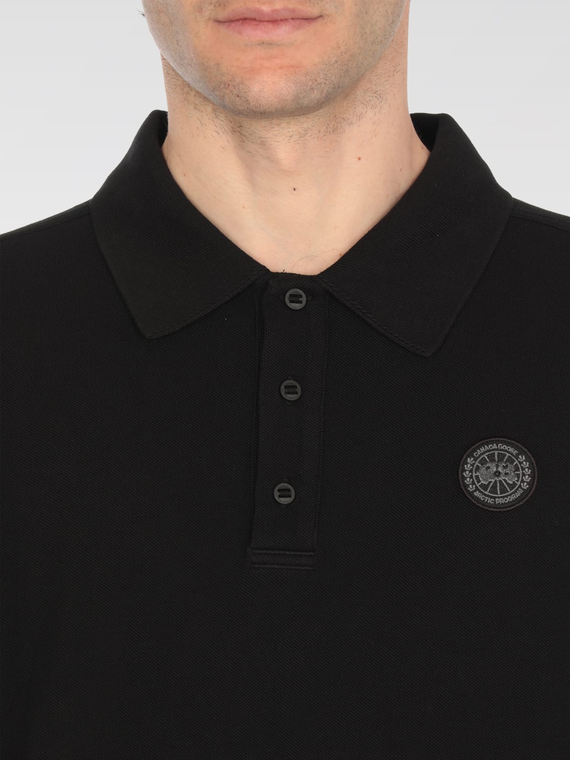 CANADA GOOSE POLO: Polo in cotone con logo Canada Goose, Nero - Img 3