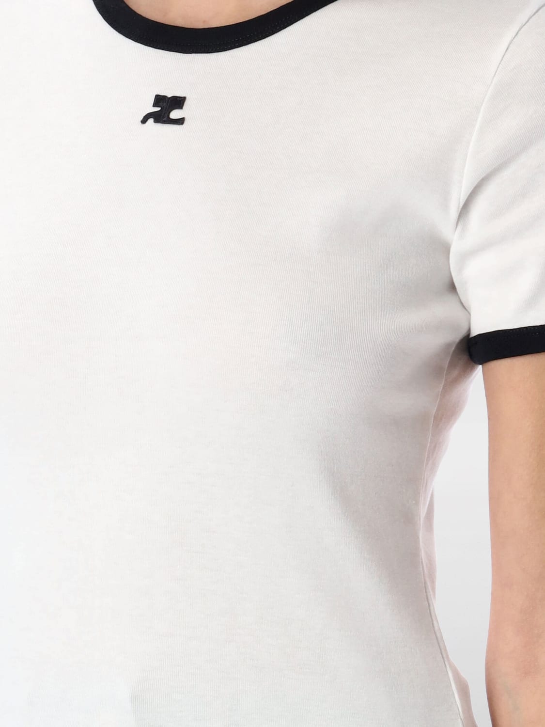 COURRÈGES T-SHIRTS: T-shirt Courrèges in cotone stretch , Bianco - Img 3