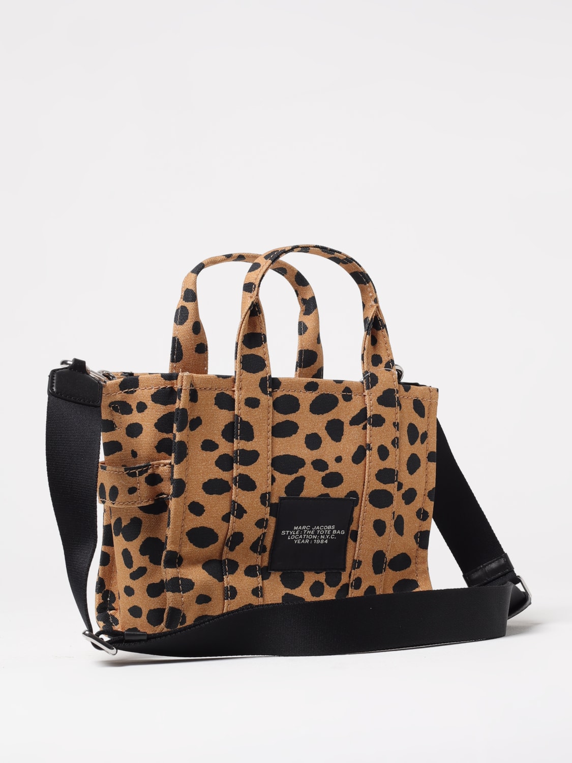 MARC JACOBS BORSA A MANO: Borsa The Cheetah Small Tote Bag Marc Jacobs in canvas stampa animalier , Nero - Img 2