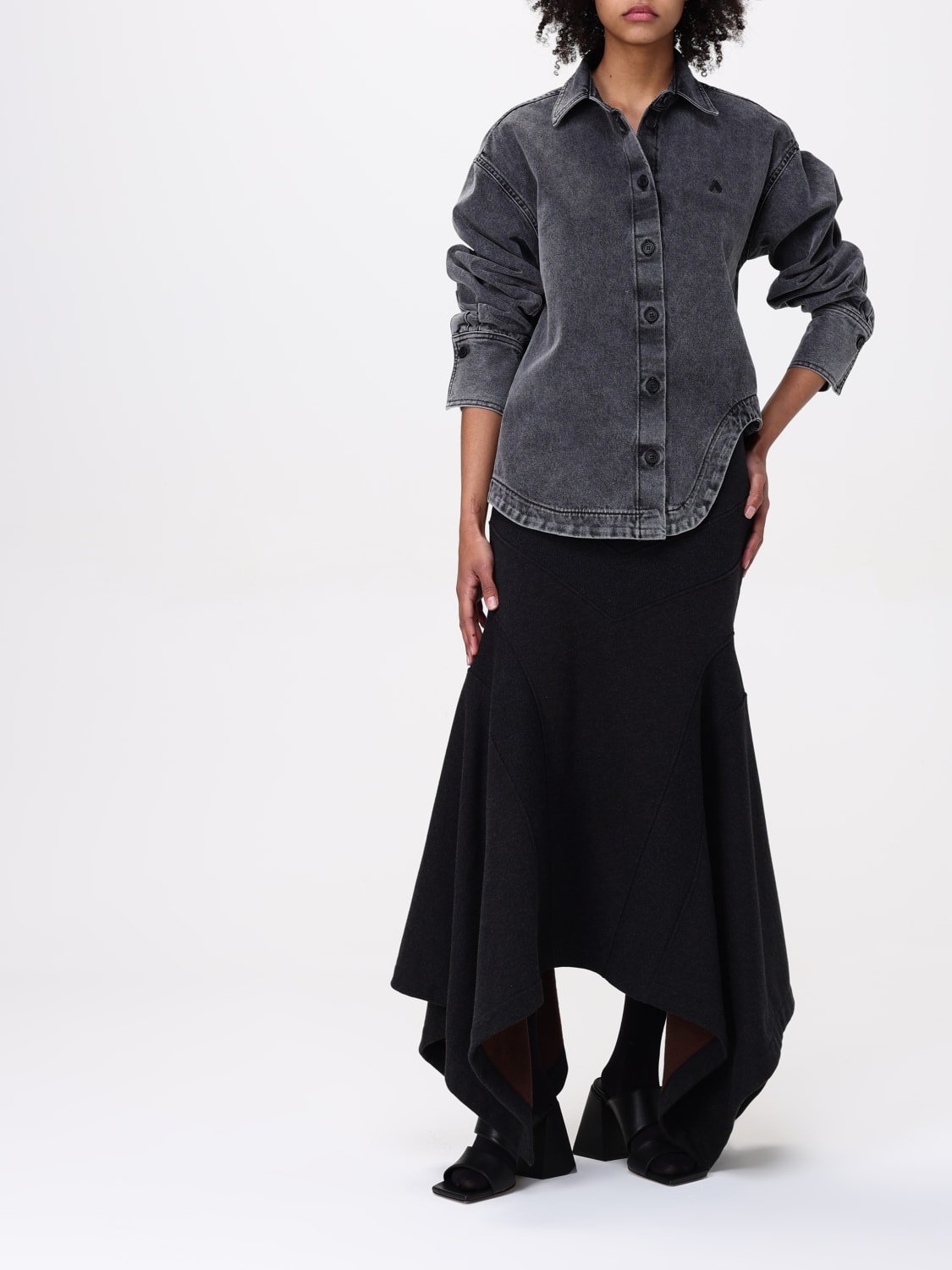 THE ATTICO CAMICIA: Camicia The Attico in denim di cotone , Nero - Img 2