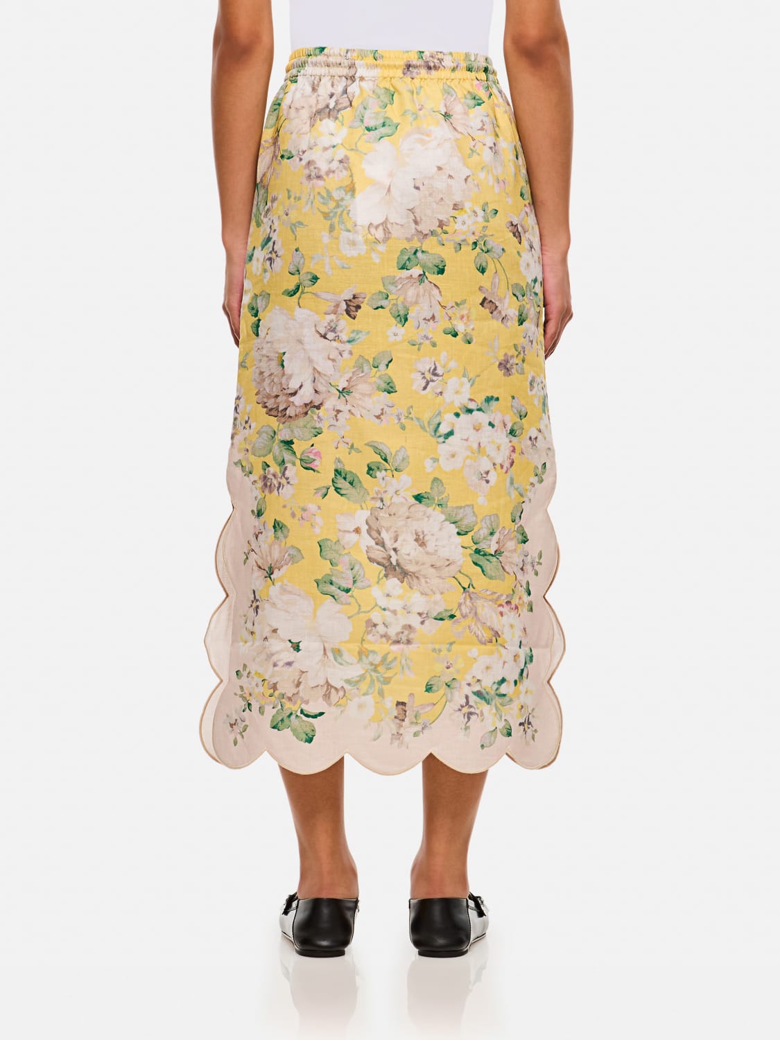 ZIMMERMANN GONNA: Gonna Zimmermann in lino con stampa floreale , Giallo - Img 3