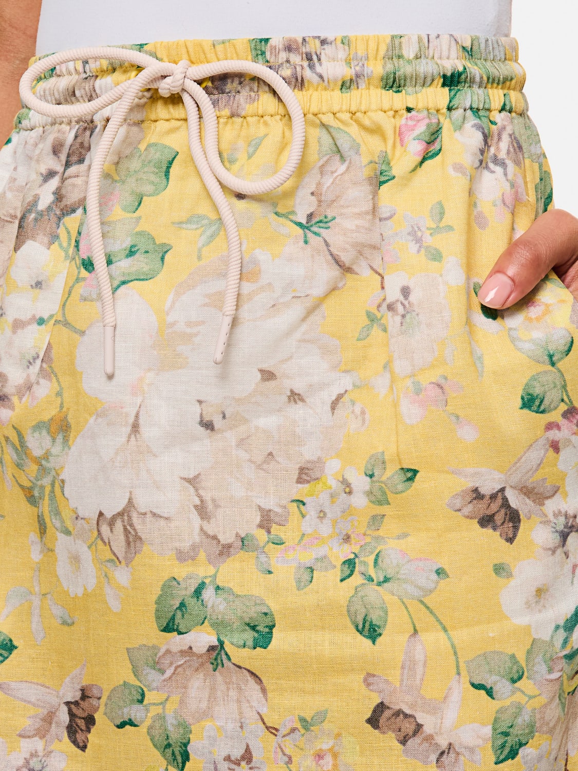 ZIMMERMANN GONNA: Gonna Zimmermann in lino con stampa floreale , Giallo - Img 4