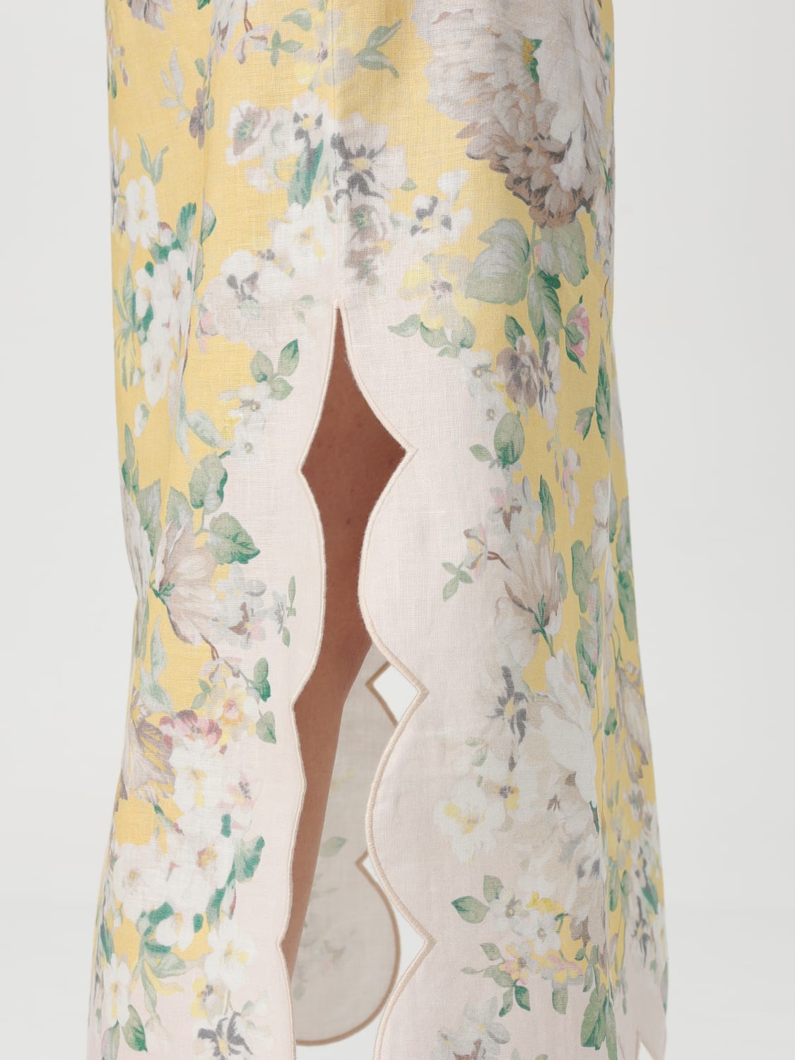 ZIMMERMANN GONNA: Gonna Zimmermann in lino con stampa floreale , Giallo - Img 5