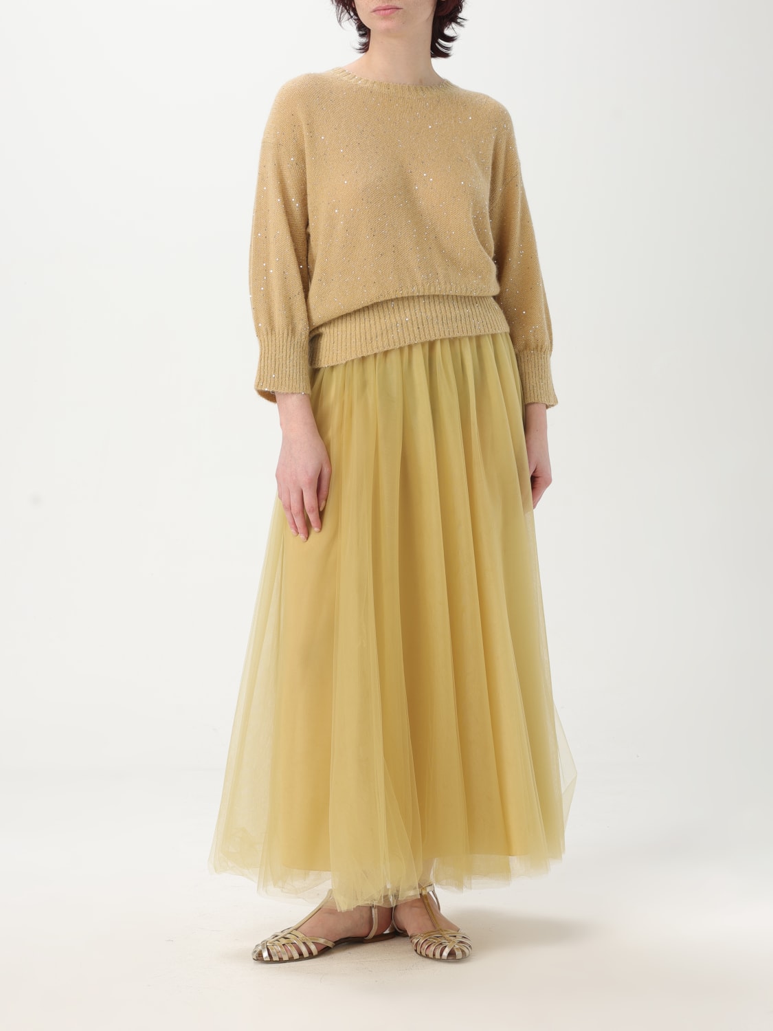 スカート FABIANA FILIPPI Woman Skirt Yellow GND265F431D833 780 Fabiana Filippi Golden Tulle Maxi Skirt | Saks Fifth Avenue