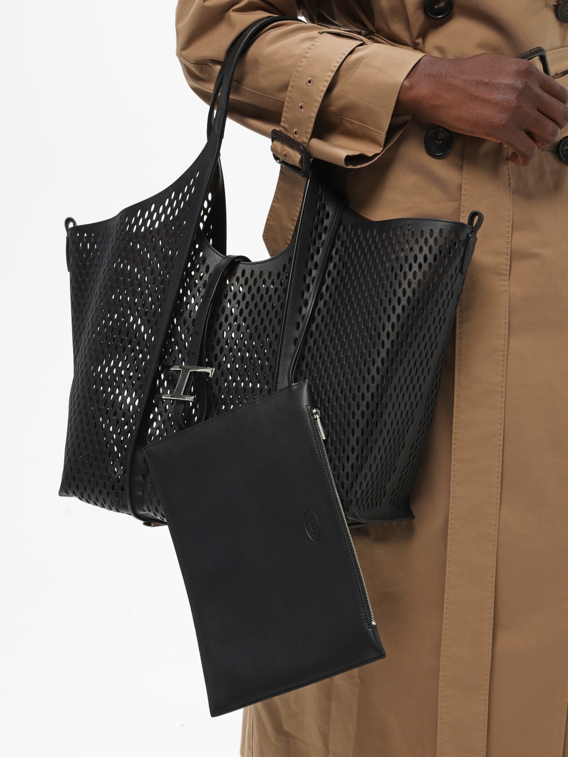 TOD'S BORSA A SPALLA: Borsa Timeless Tod's in pelle traforata , Nero - Img 2