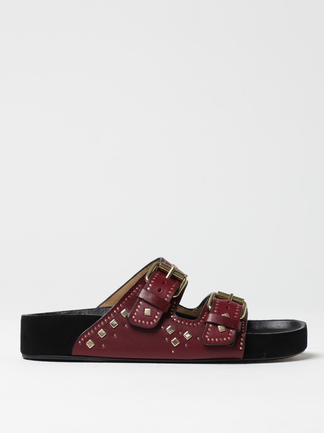 ISABEL MARANT SANDALI BASSI: Sandalo Lennyo Isabel Marant in pelle con borchie , Rosso - Img 1