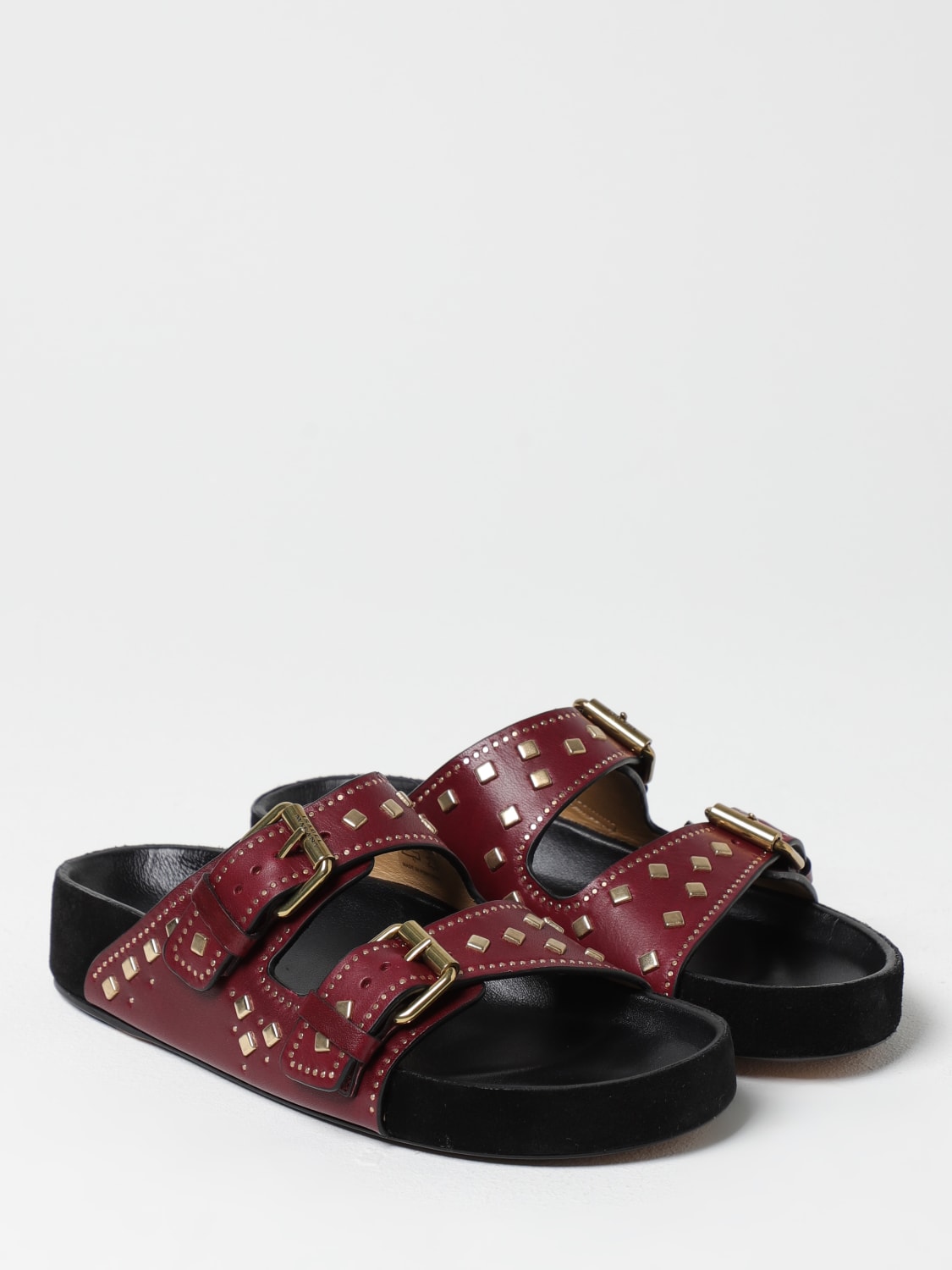 ISABEL MARANT SANDALI BASSI: Sandalo Lennyo Isabel Marant in pelle con borchie , Rosso - Img 2