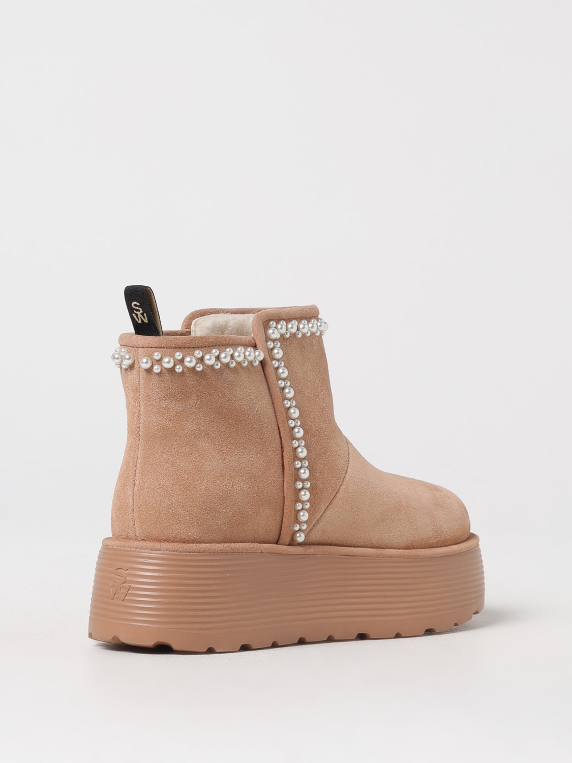 STUART WEITZMAN BOOTS: Flat ankle boots woman Stuart Weitzman, Beige - Img 3