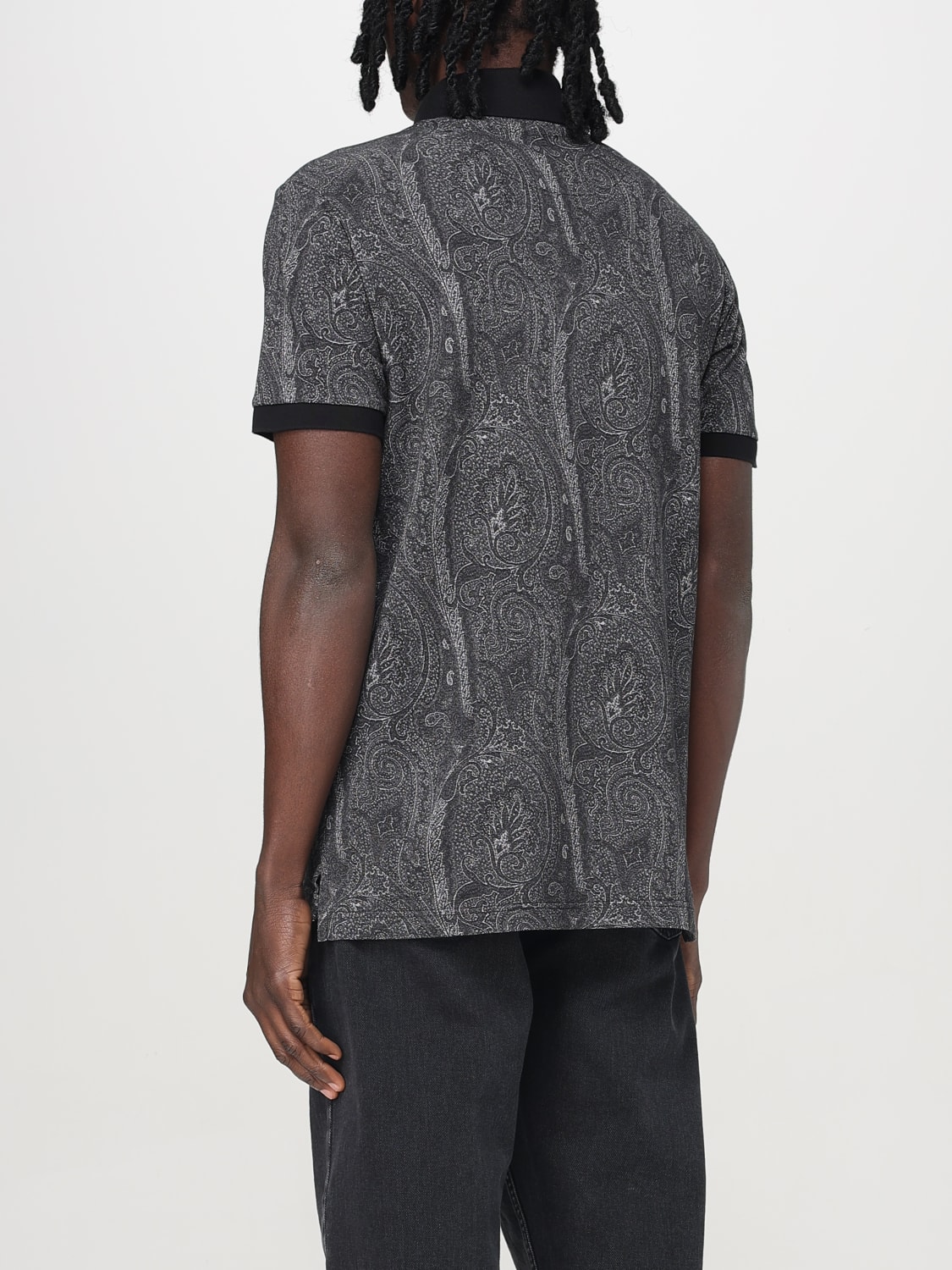 Tシャツ・カットソー ETRO FW25 Etro Roma Polo (MRMD0004 AK472 X0883) Etro Polo Rome - Grey - Men | MRMD0004AK472X0883 | thebs.com