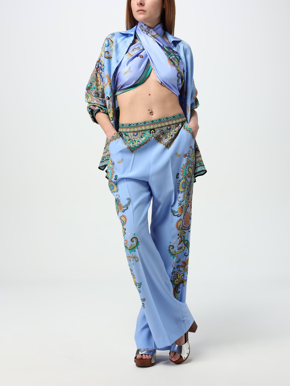 パンツ ETRO Women Straight Pants WREA0014AK012X0883 Blue ETRO: Pants woman - Blue | Etro pants WREA0014AK773 online