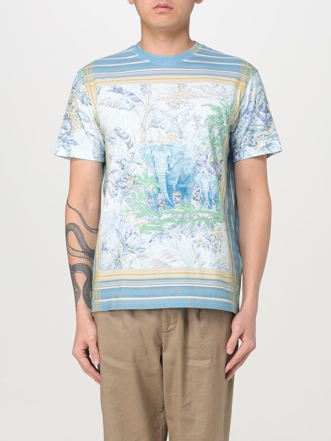Tシャツ・カットソー ETRO Men T Shirts MRMA0002AK584 X0800 White ETRO logo-embroidered Cotton T-shirt | White | FARFETCH