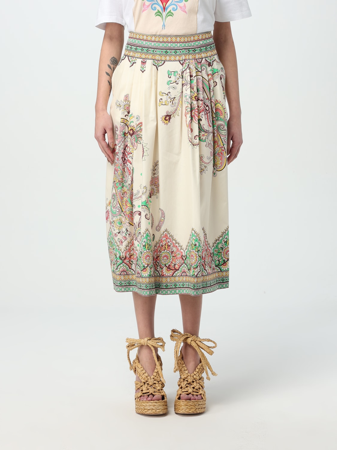 スカート ETRO Woman Skirt White WRFA011299SP5B8 X0802 ETRO: Skirt woman - White | Etro skirt WRFA011299SP5B8
