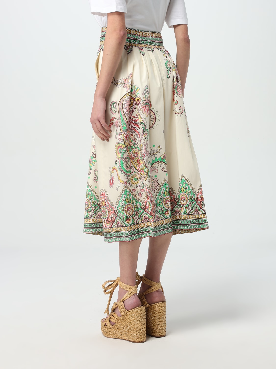 【関税&送料込】Etro Gonna Midi Stampata ETRO Gonna Midi Con Stampa Paisley | Bianco | FARFETCH IT