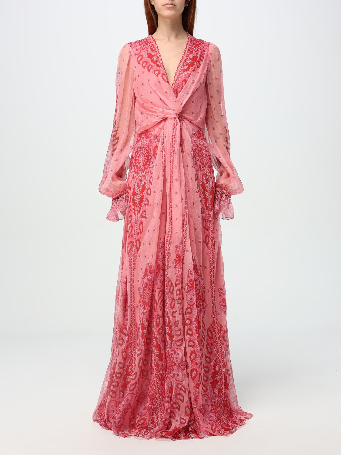 ETRO ABITO: Abito Etro in crêpe di seta stampata , Rosa - Img 1
