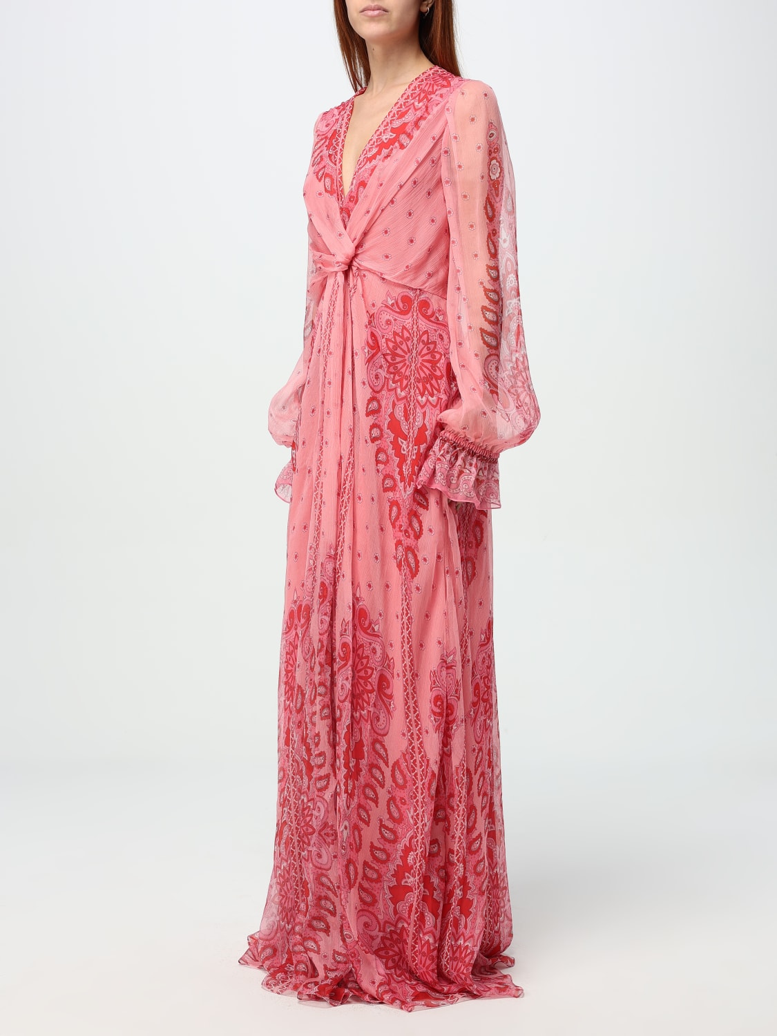 ETRO ABITO: Abito Etro in crêpe di seta stampata , Rosa - Img 3