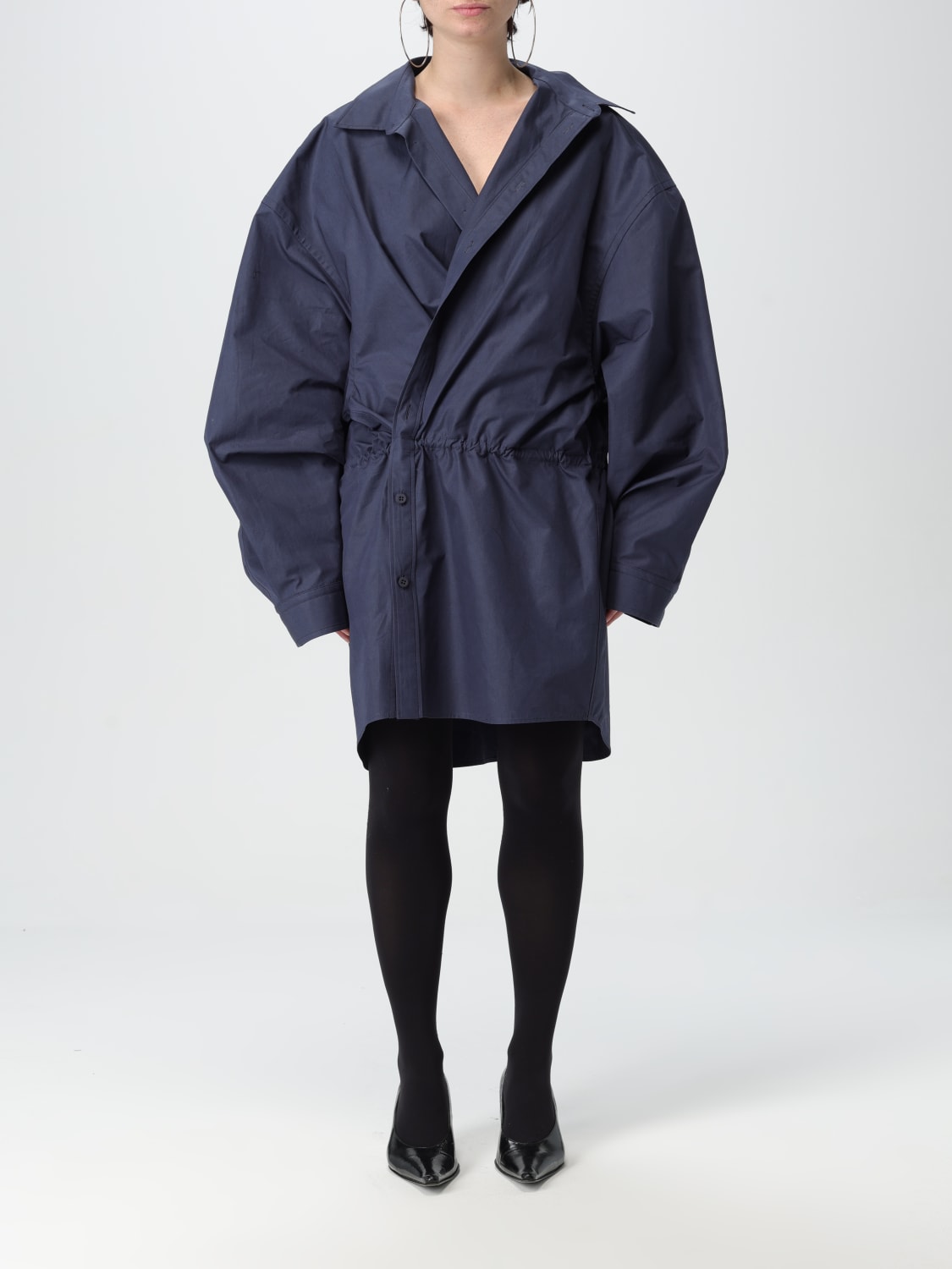 ワンピース BALENCIAGA Woman Dress Blue 814136TRM17 4530 Women's Shirt Mini Dress in Faded Blue | Balenciaga US